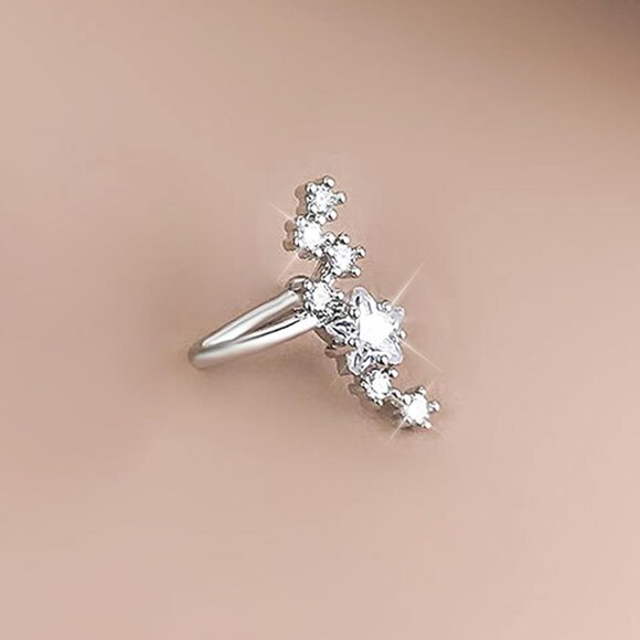 Star Right Non Piercing Rhinestone Star Clip on Earring Cartilage Jewelryt Gift - Picture 4 of 9